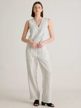 Women’s Gentle Fawn White Pinstripe Linen Blend pants